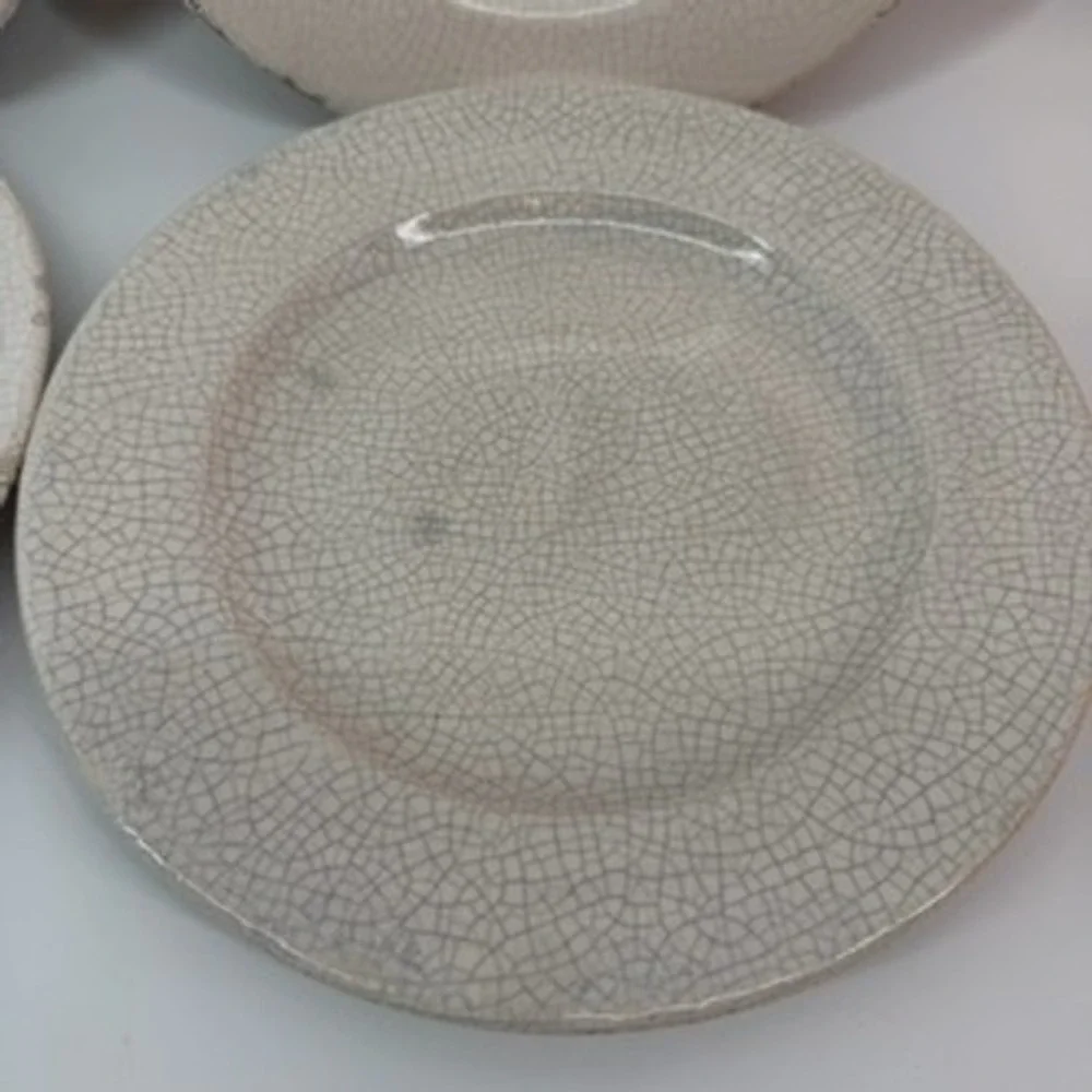 4 Williams Sonoma Crackle Glaze Salad Plates Cream Made‎ in Italy Rustic 9